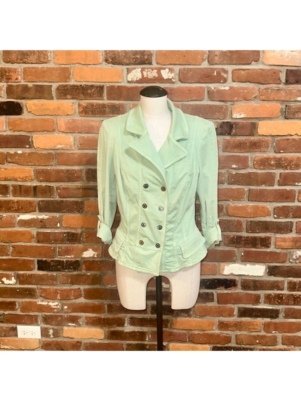 White House Black Market Sage Mint Pret Jacket Size 14